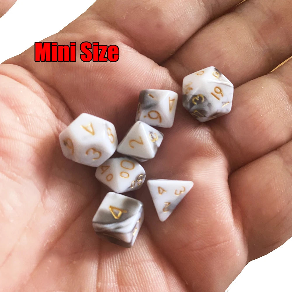 7Pcs/set Mini Board Game Dice DND Plastic Dice Glow Duo Color Multi Sided Color Set