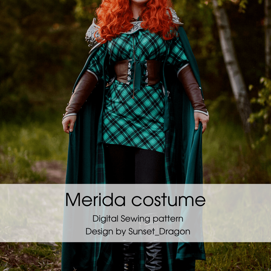 Green Fantasy Warrior Princess Costume Cosplay Digital Sewing Pattern - 