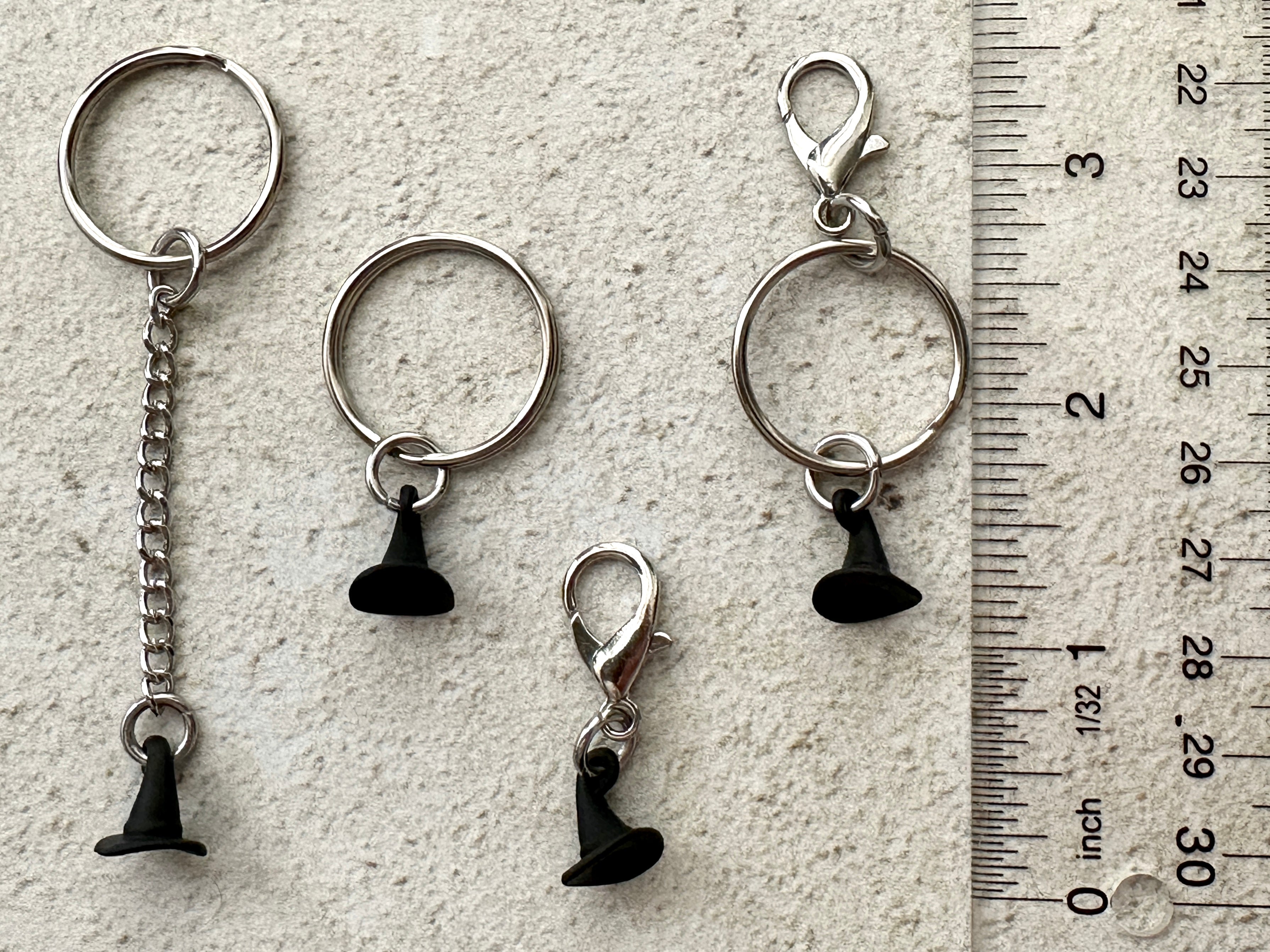 Black Witch Hat Zipper Pull Bag Charm Keychain