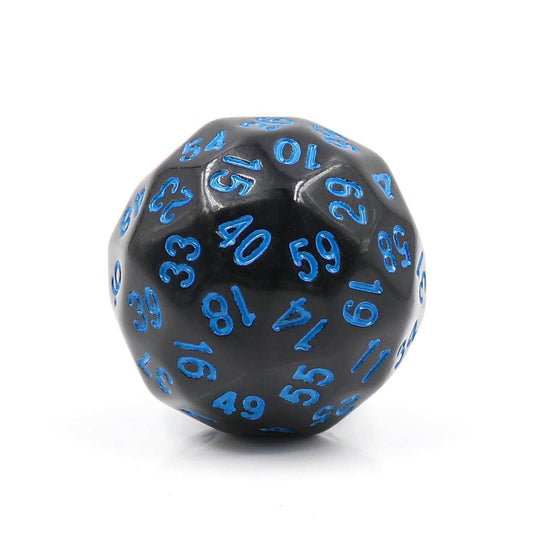 D60-Black Opaque w/Blue Numbers RPG DND Dice - 