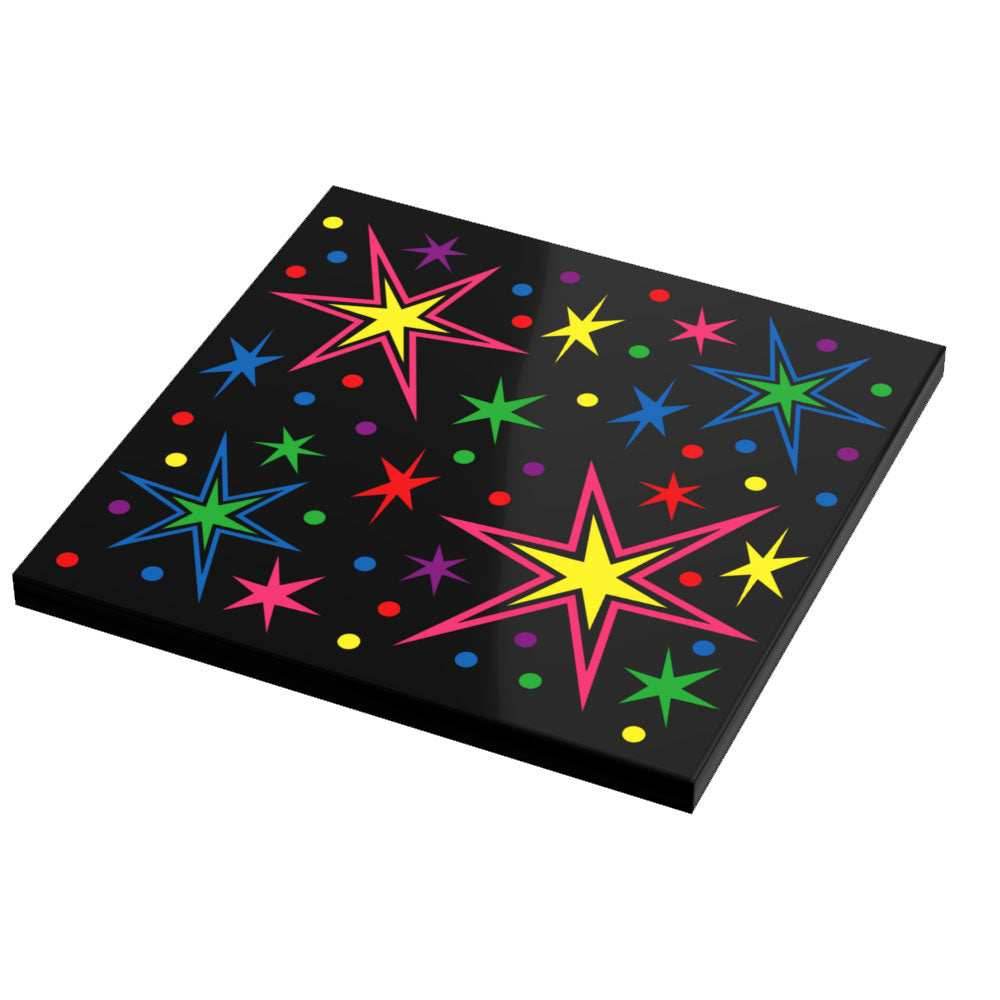 B3 Customs® 80's Arcade Carpet (Bursts) - Custom Printed 6x6 Tile for LEGO MOCs - 