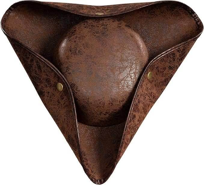 Pirate Hat Tricorn Faux Leather Colonial Renaissance Halloween Cosplay Costume Hat - Brown