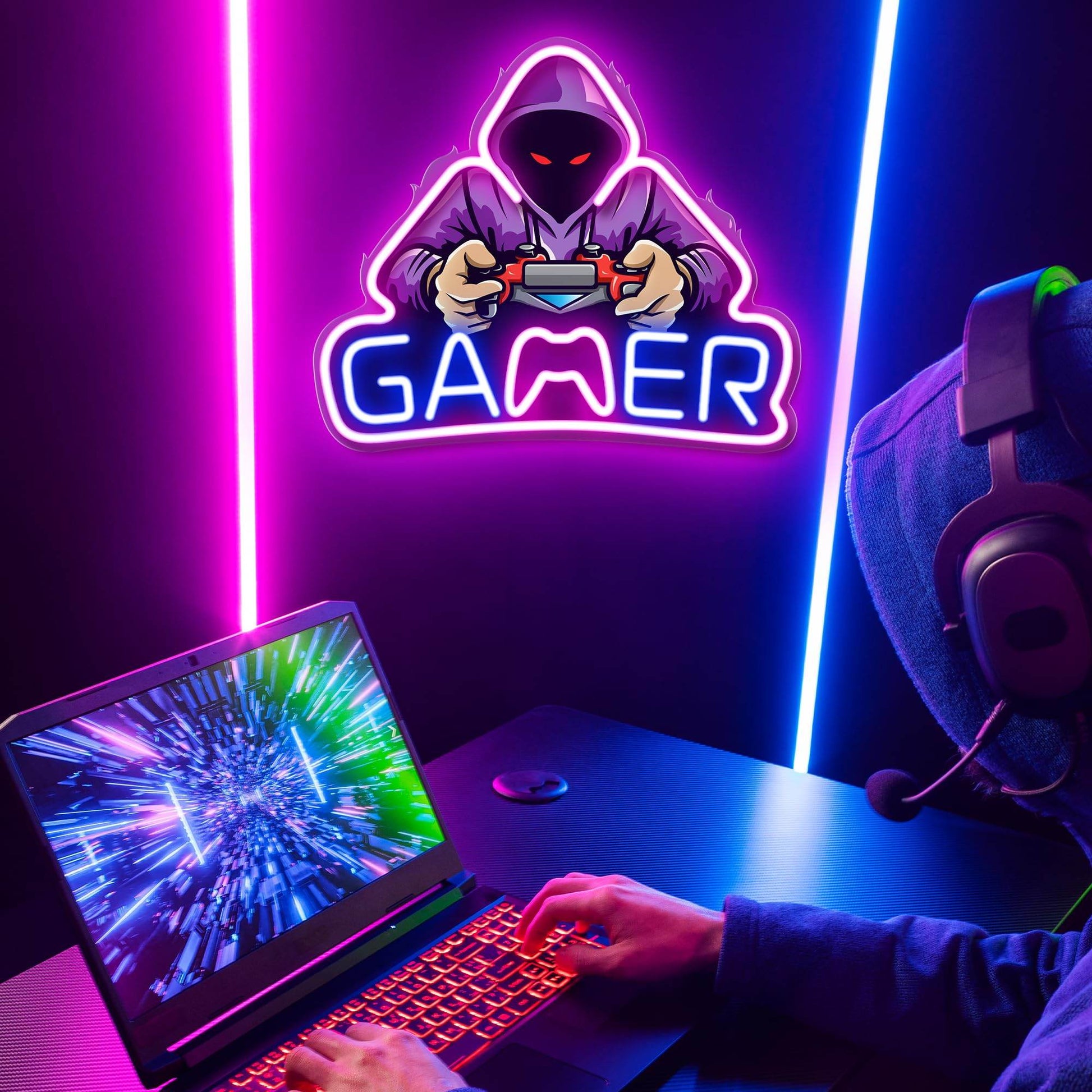 Gaming Neon Sign - LED Neon Light for Game Room Decoration | Teen Gamer Gift - Mushroom1_Green