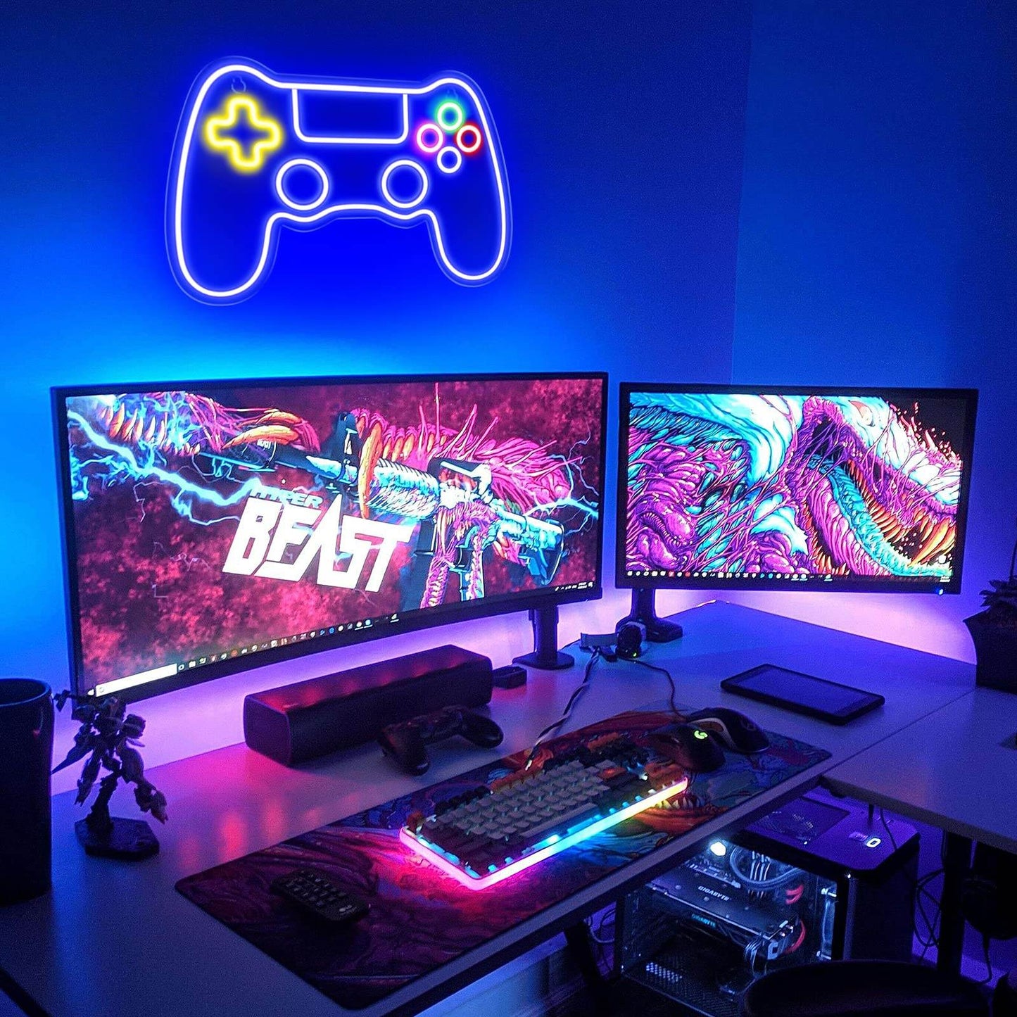 Gaming Neon Sign - LED Neon Light for Game Room Decoration | Teen Gamer Gift - Mushroom1_Green