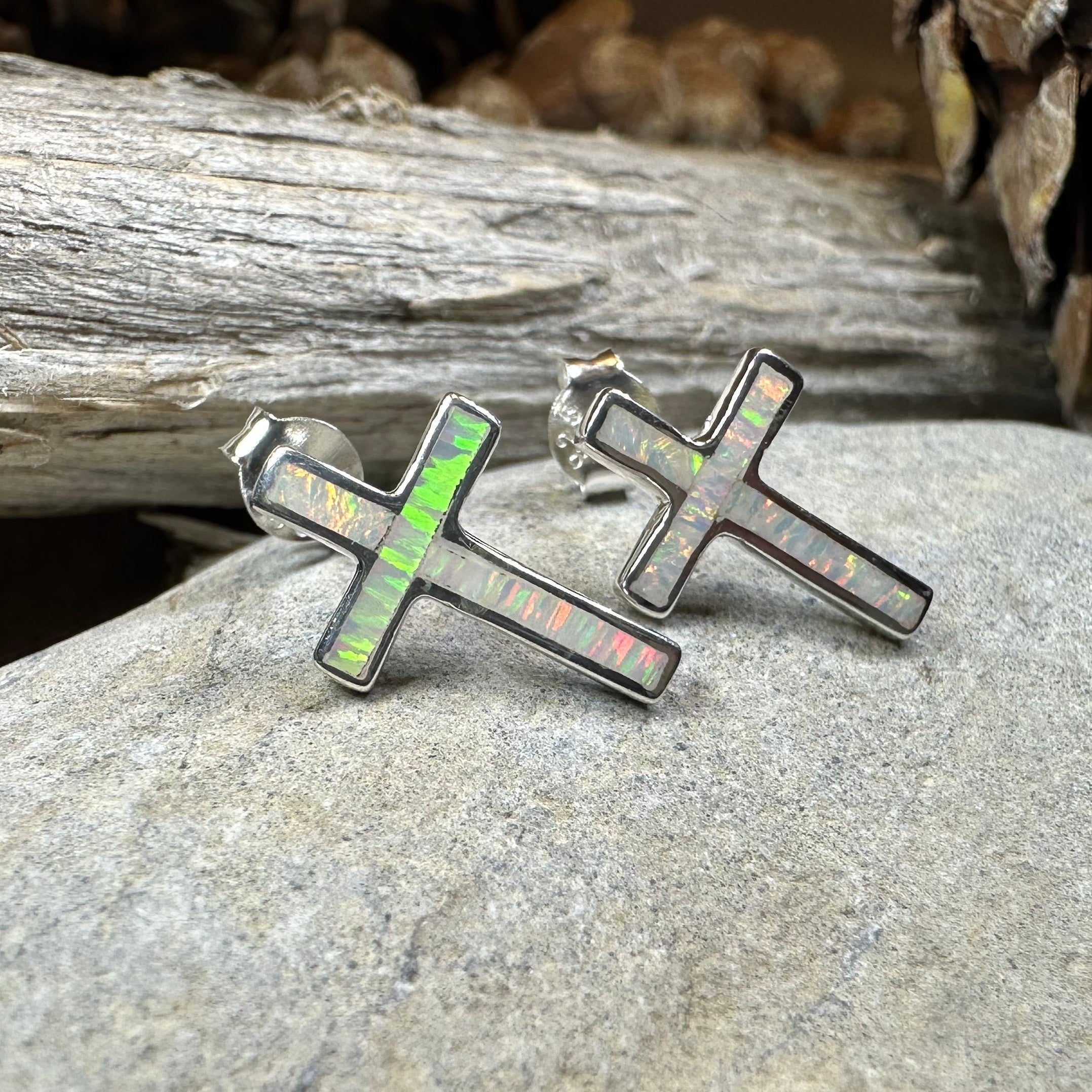 Serene Soul Opal Cross Earrings