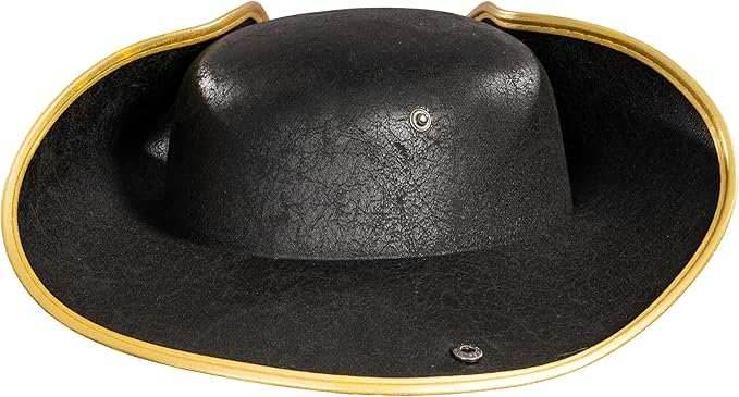 Pirate Hat Faux Leather Tricorn Colonial Renaissance Halloween Costume Cosplay Accessory - Brown