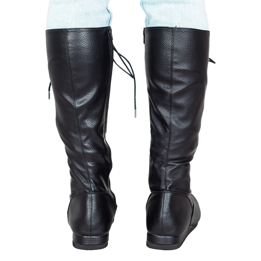 Matte Black Wrestling Boots Halloween Costume Cosplay