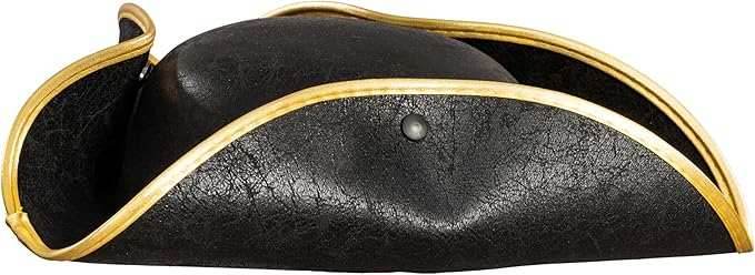 Pirate Hat Faux Leather Tricorn Colonial Renaissance Halloween Costume Cosplay Accessory - Brown