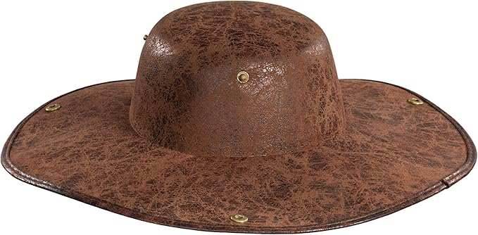 Pirate Hat Tricorn Faux Leather Colonial Renaissance Halloween Cosplay Costume Hat - Brown