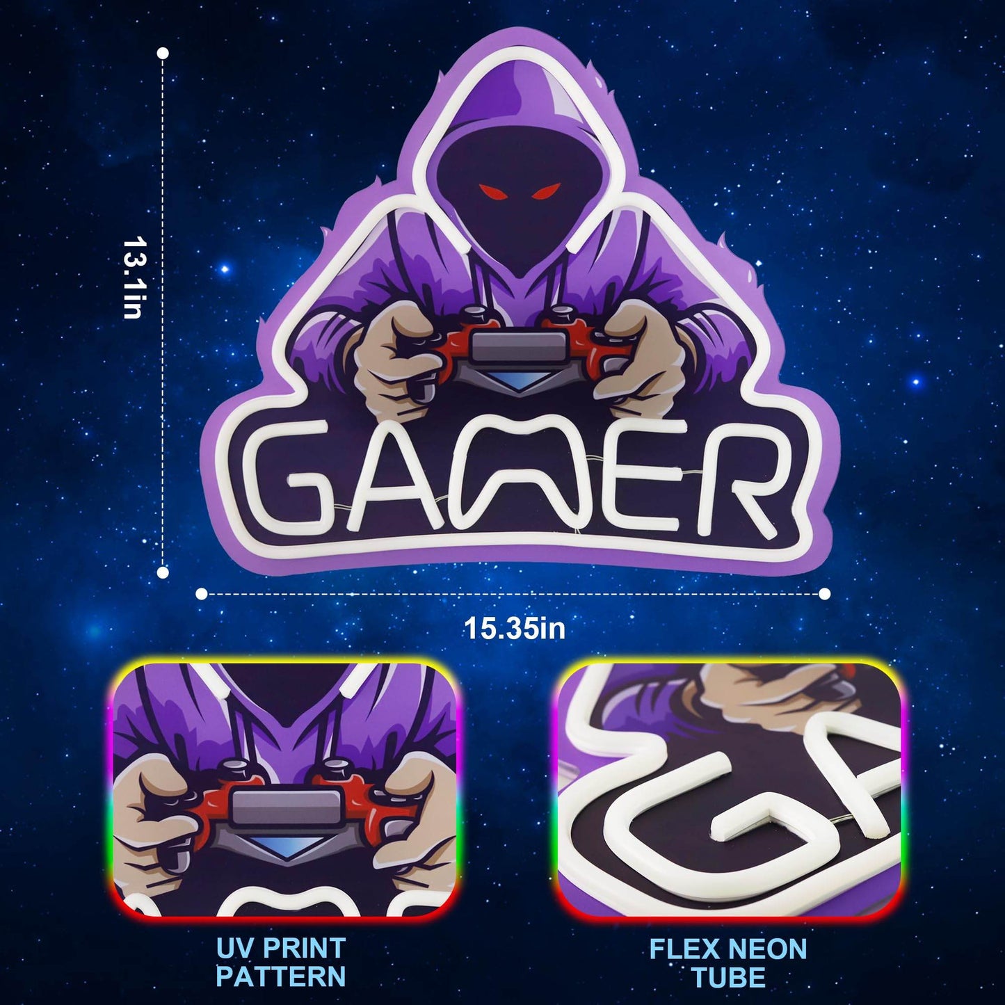 Gaming Neon Sign - LED Neon Light for Game Room Decoration | Teen Gamer Gift - Mushroom1_Green