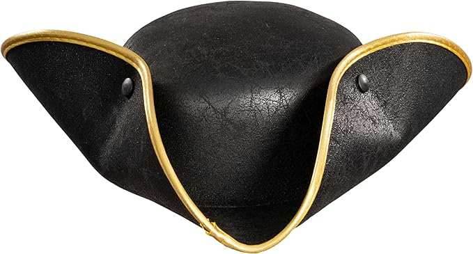 Pirate Hat Faux Leather Tricorn Colonial Renaissance Halloween Costume Cosplay Accessory - Brown