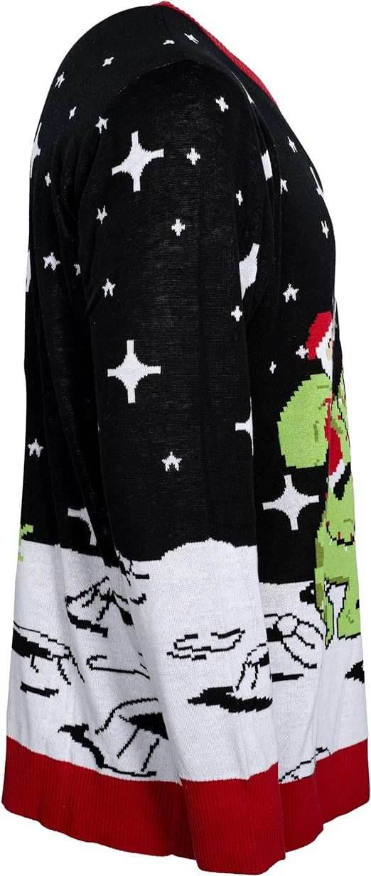 Santa Claus Riding T-Rex on Moon Pixelated - S