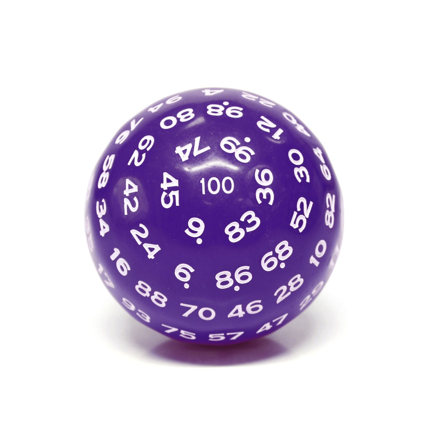 "Purple" Single 100 Sided Polyhedral Dice (D100) | Purple Color (45mm) White