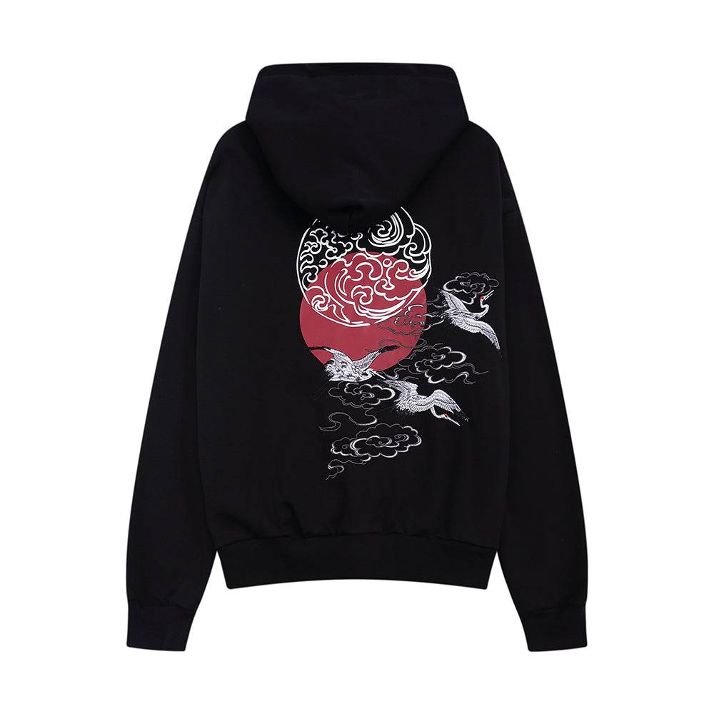 YE735 Red Suns Cranes Hoodie - S