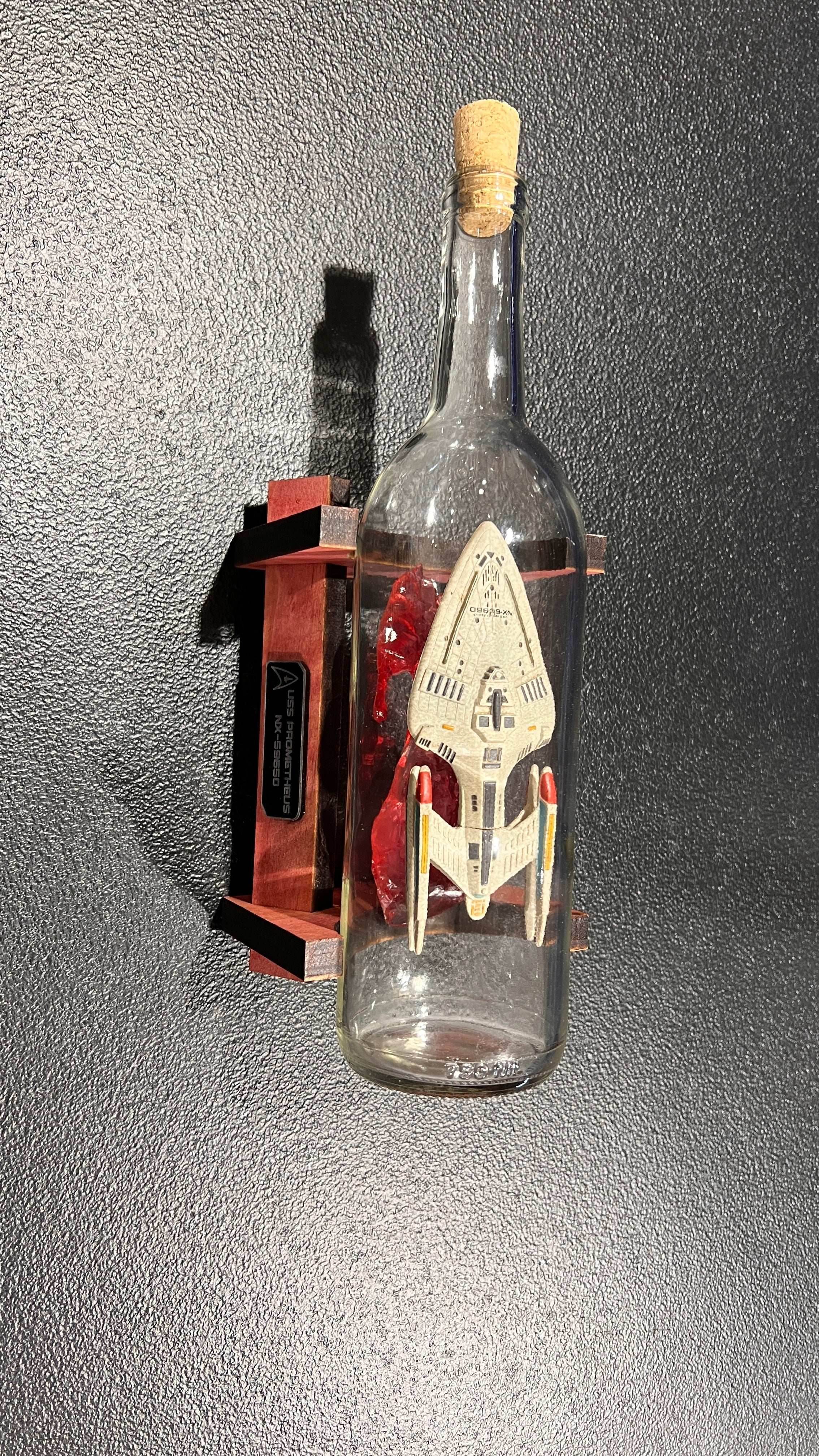 Star Trek USS Prometheus NX-59650 Starship in a Bottle - With Stand