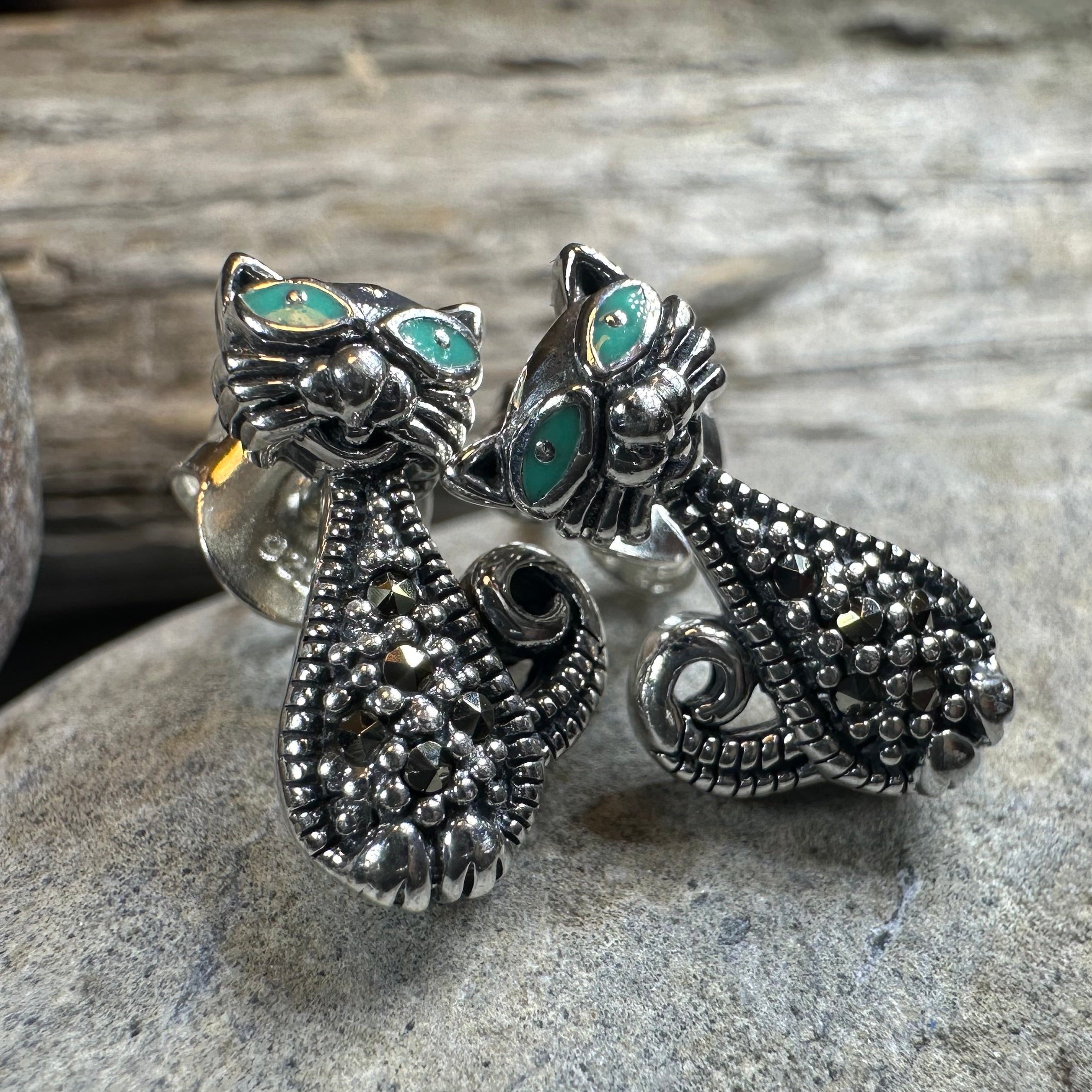 Curious Cat Stud Earrings