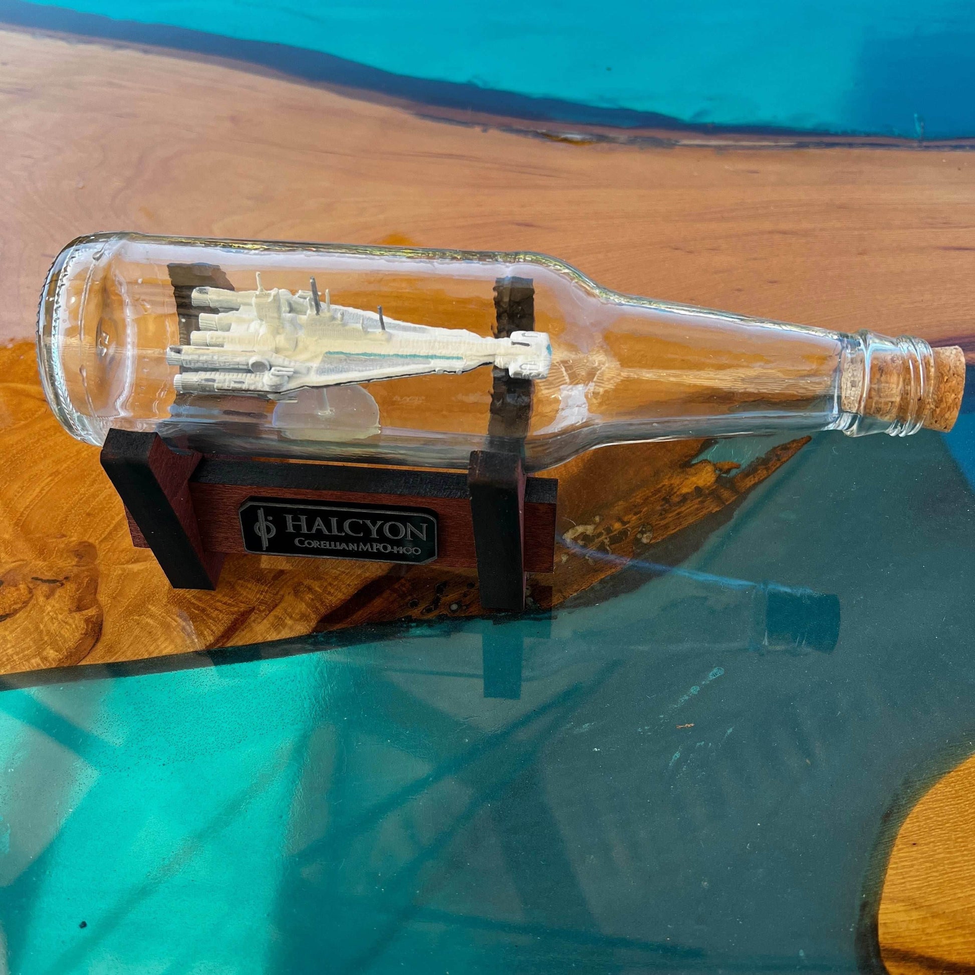 Star Wars Galactic Starcruiser Halcyon in a Beer Bottle - Without Stand