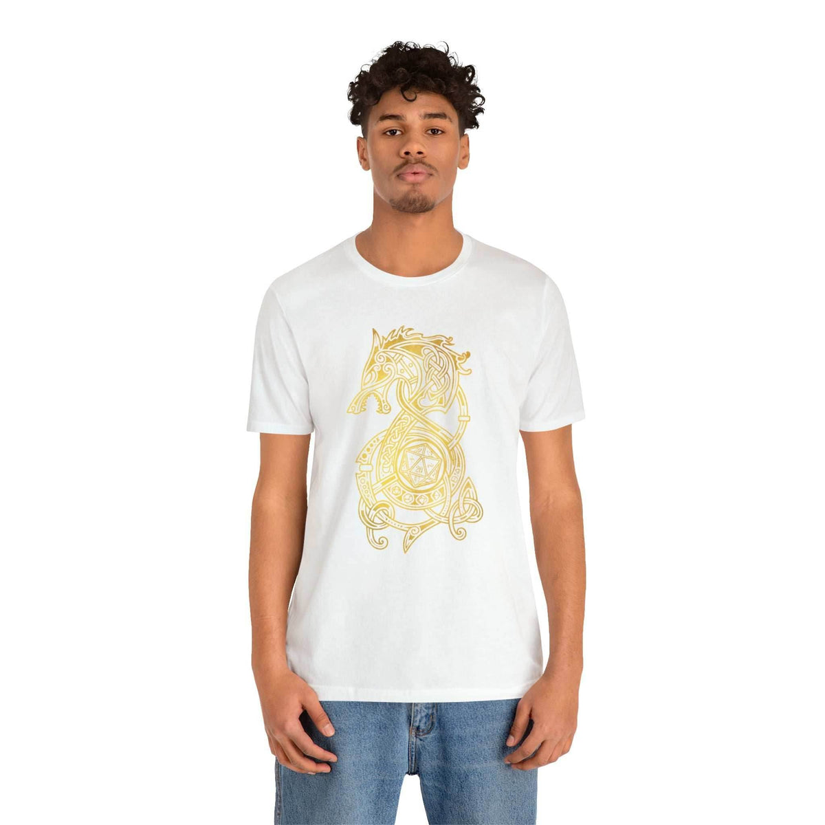 Golden Celtic Dice Dragon Shirt - Army / S