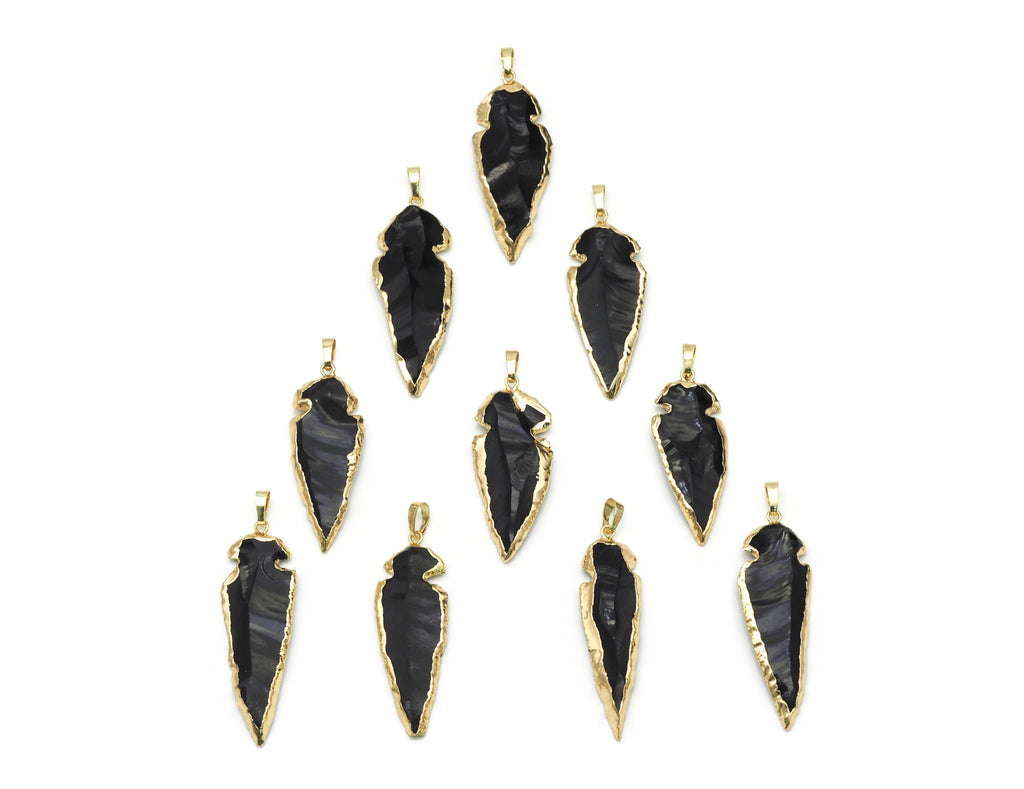 Gold Obsidian Arrow Pendant, Sku#YT29