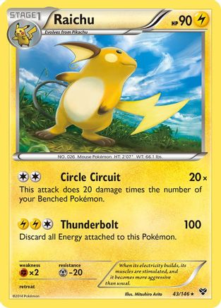 Raichu 043/146 - XY Base Set Reverse Holofoil
