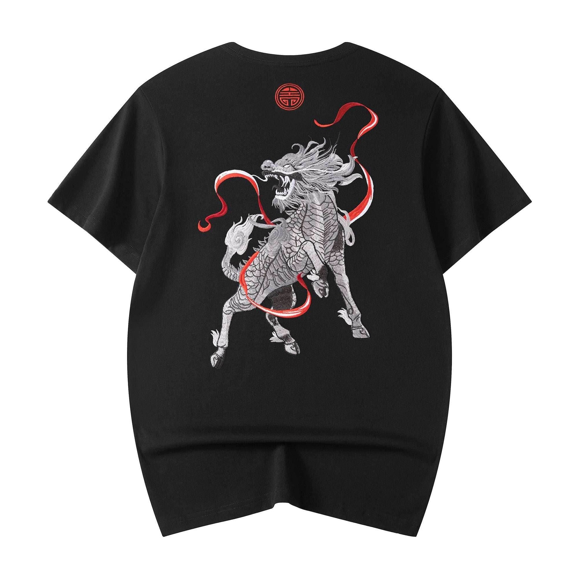 KH755 Raging Kirin Embroidery Tee - Black / S