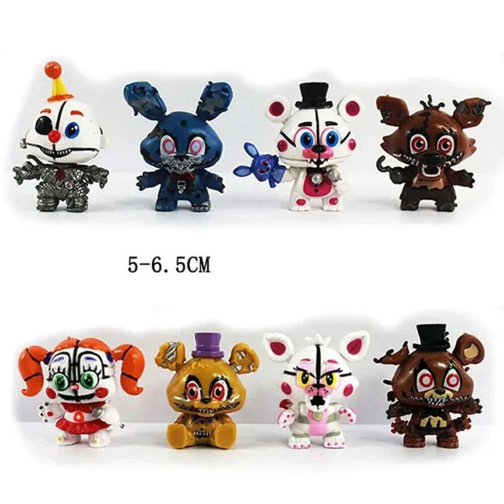 8 PCs Set Freddy Figures, Five Nights At Freddy's FNAF Horror Gaming Figurines