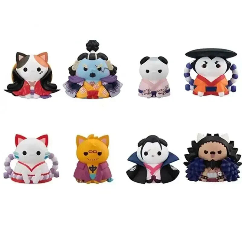 8 Pcs Set One Piece Wano Figure, Kaido Jimbe Oden Kawaii Figurine, Anime 1.5 in