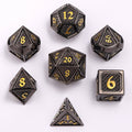 Solid Metal Behemoth Dice set - Gunmetal with Gold - 