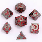 Wizard Solid Metal Polyhedral Dice Set - Gunmetal with Blood - 