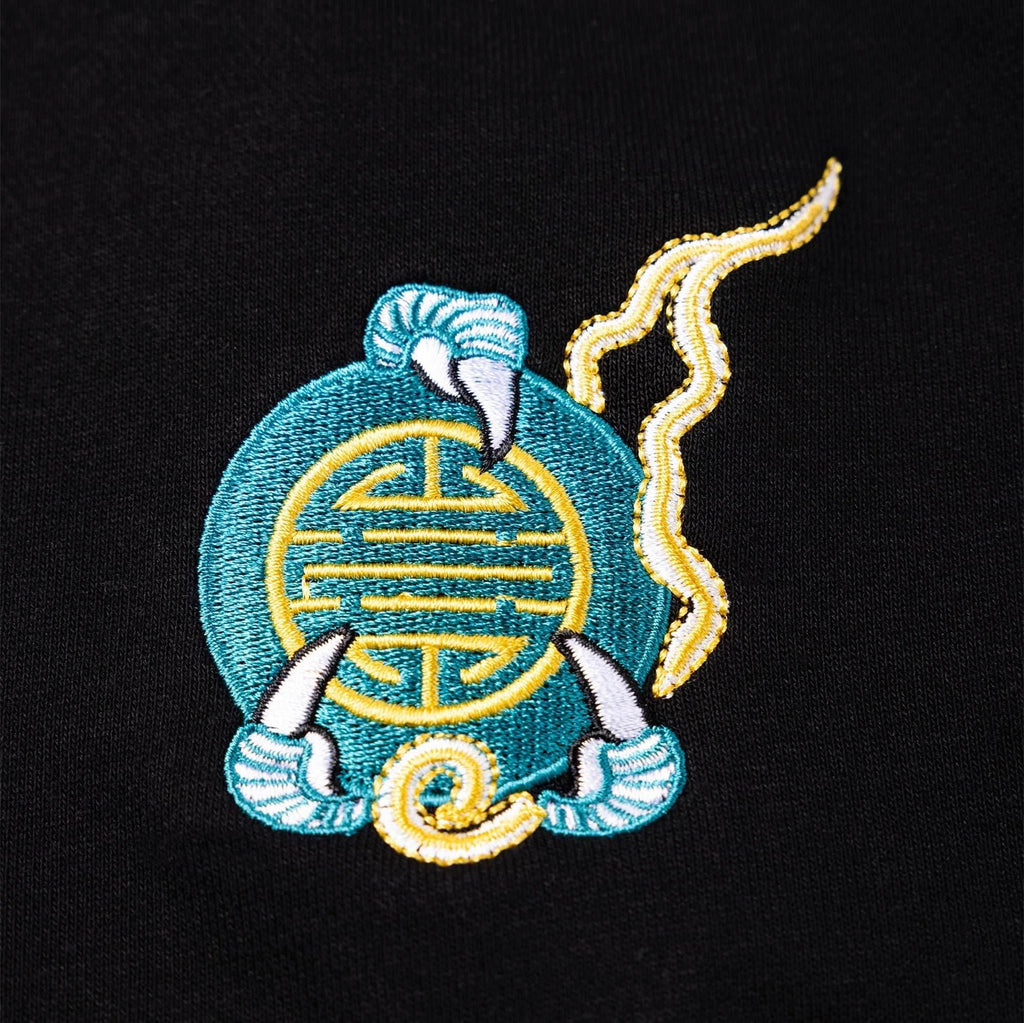 KH9000 Blue Dragon Embroidery Hoodie - Black / S