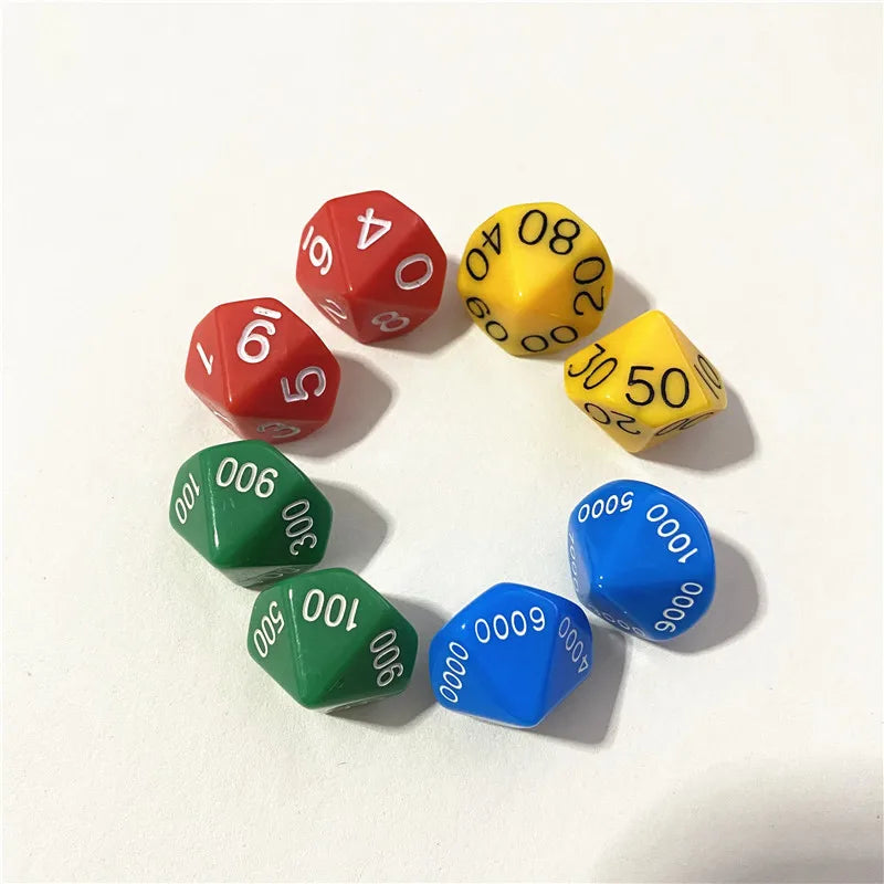 8Pcs/set Place Value D10 Dice 10-sided Single/Tens/Hundreds/Thousands Digit Board Game Dice For DND Game