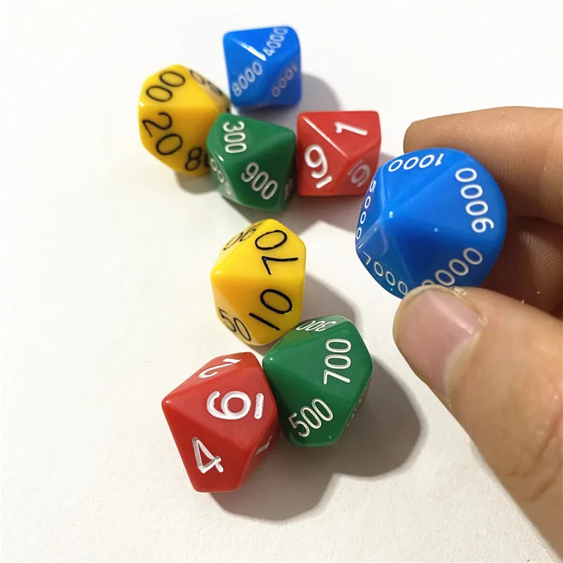 8Pcs/set Place Value D10 Dice 10-sided Single/Tens/Hundreds/Thousands Digit Board Game Dice For DND Game