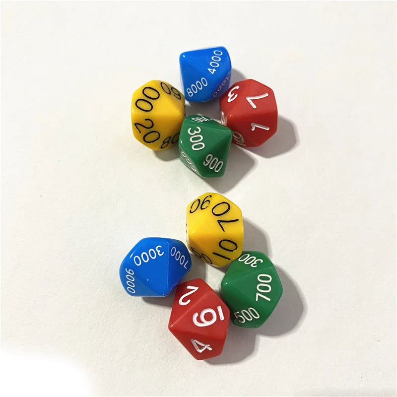 8Pcs/set Place Value D10 Dice 10-sided Single/Tens/Hundreds/Thousands Digit Board Game Dice For DND Game