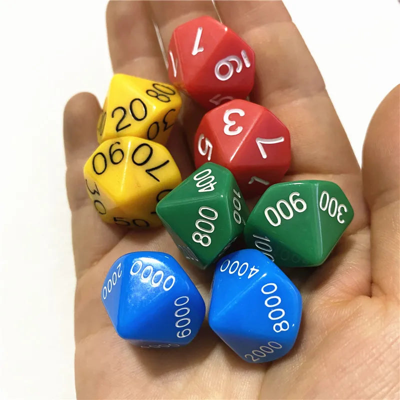 8Pcs/set Place Value D10 Dice 10-sided Single/Tens/Hundreds/Thousands Digit Board Game Dice For DND Game