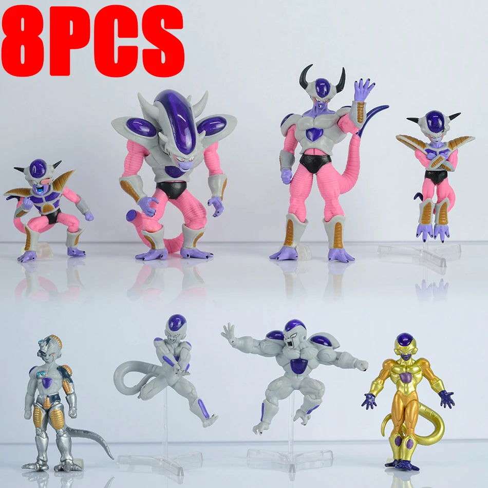 8pcs Frieza Dragon Ball Z Figure Set, Dragon Ball Super Anime Figurines First Second Third Mecha Final Form Perfect Golden Frieza