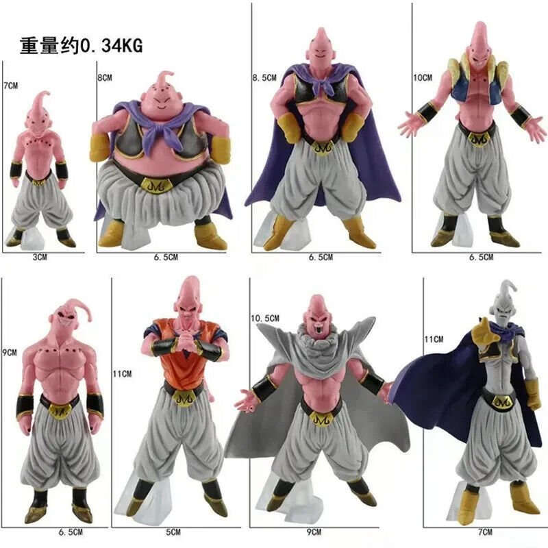 8pcs Majin Buu Dragon Ball Z Figure Set, Super Evil Kid Innocent Fat Dragon Ball Super Figurines