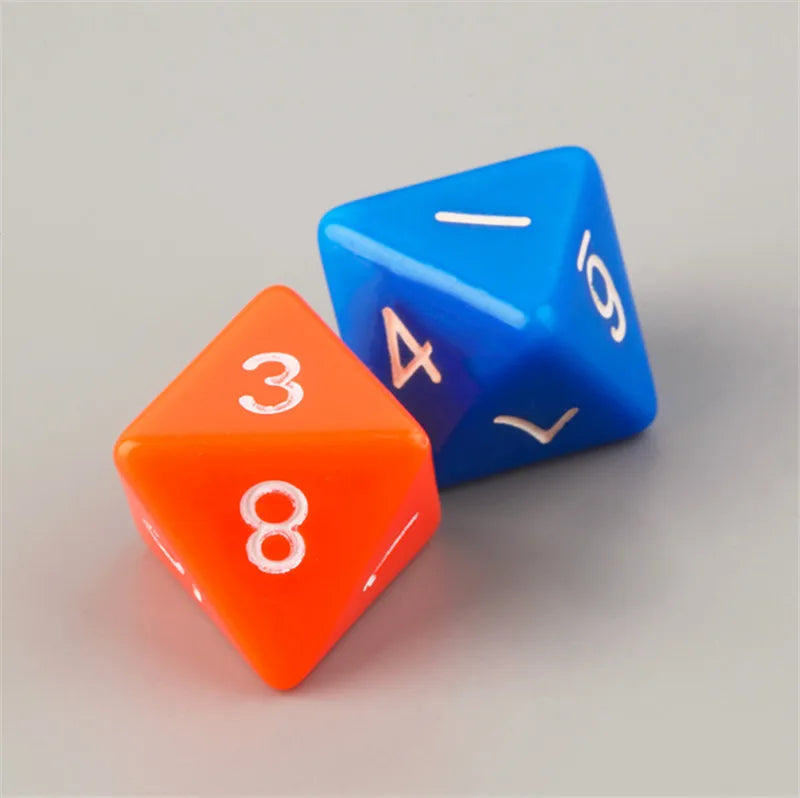 8Pieces 8-sides D8 Digital Dice 8 Sides with number 1 2 3 4 5 6 7 8 For Funny RPG Table Board Gambling Games Dices