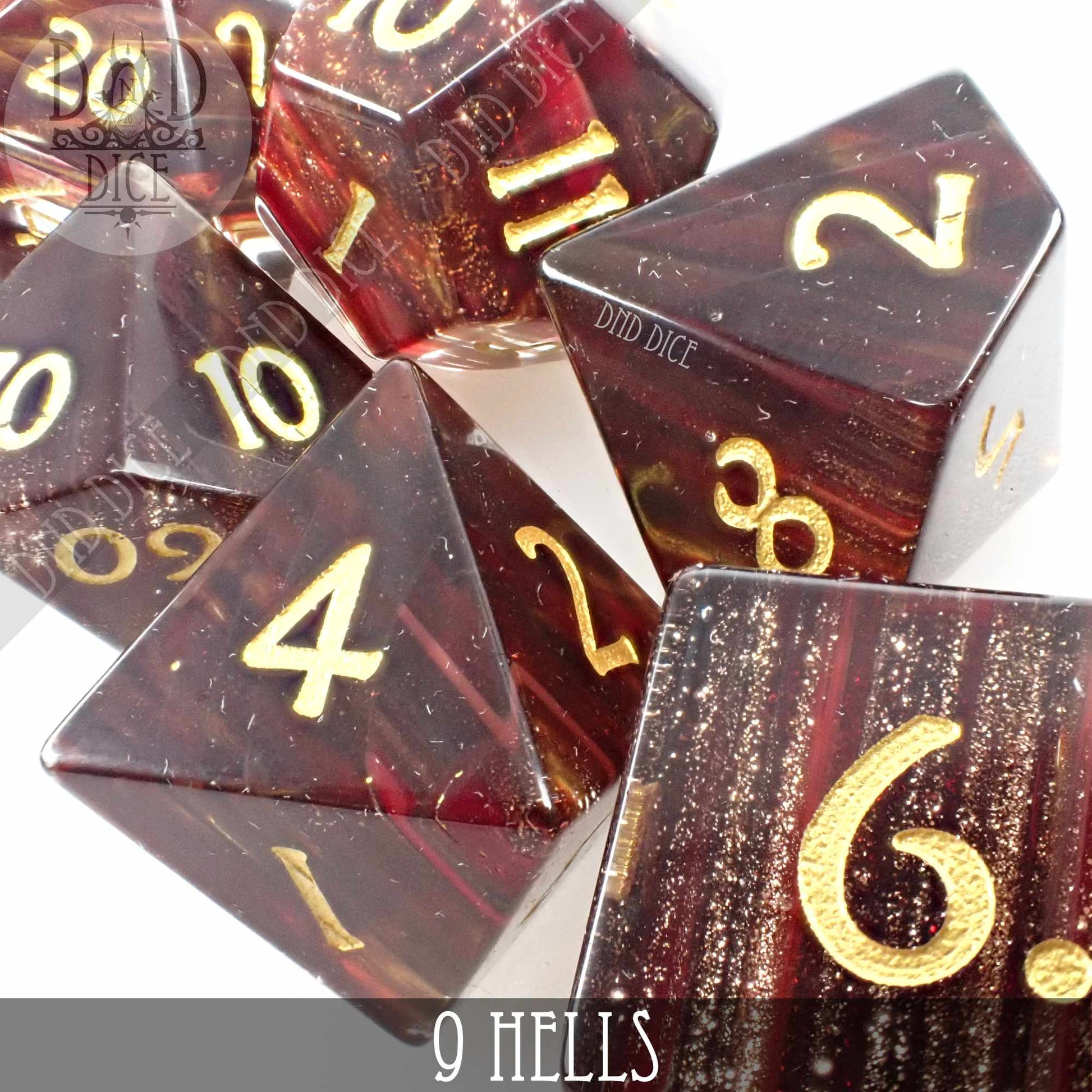 9 Hells Glass Dice Set (Gift Box)