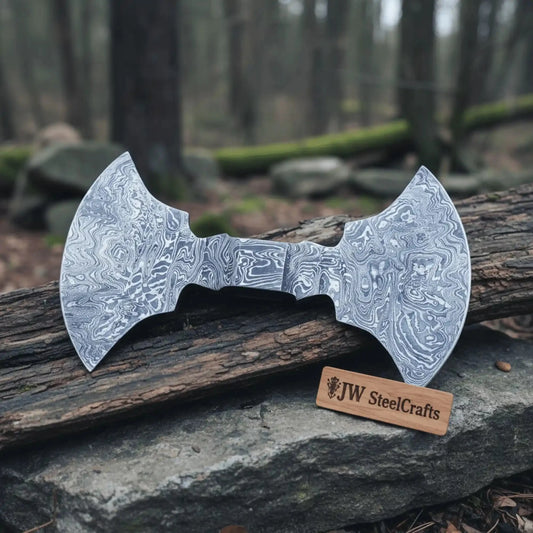 9 Inch Wide Double Bit Damascus Axe Head