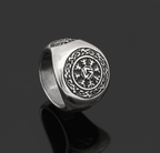 Vikings Helm of Awe Valknut Stainless Steel Ring - 9