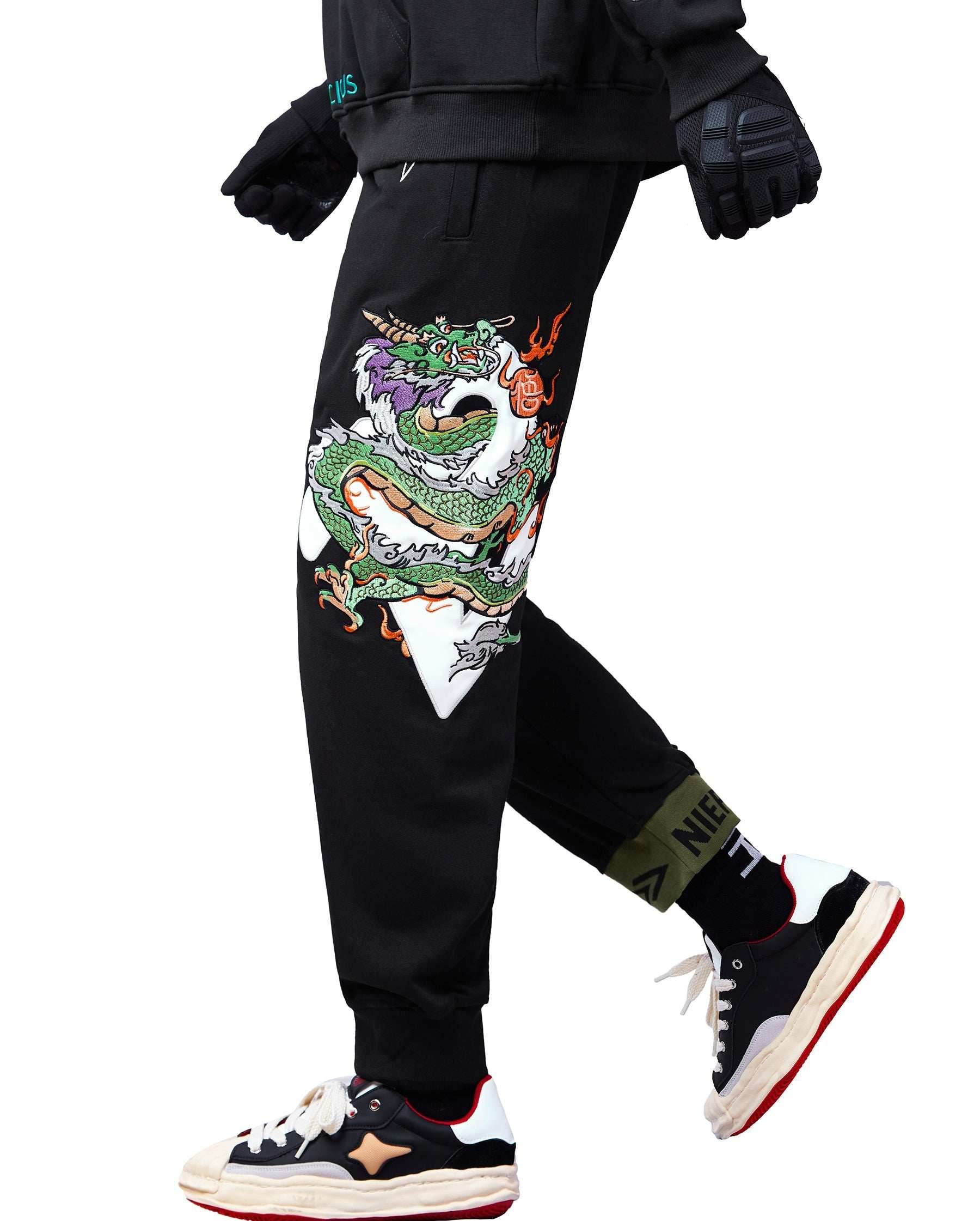 YEP6 Cloud Dragon Embroidery Sweatpants - S