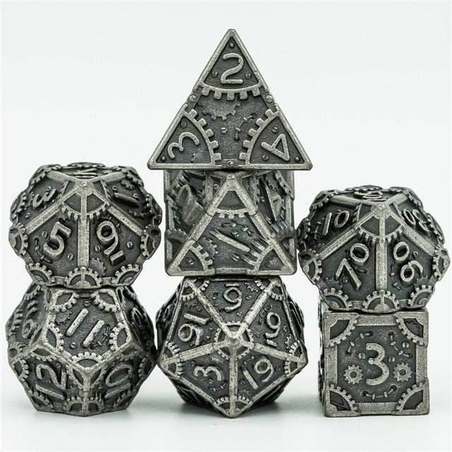 Silver Barrel Plating Vintage Color Punk Steam Metal Dice 7-Dice Udixi RPG - 