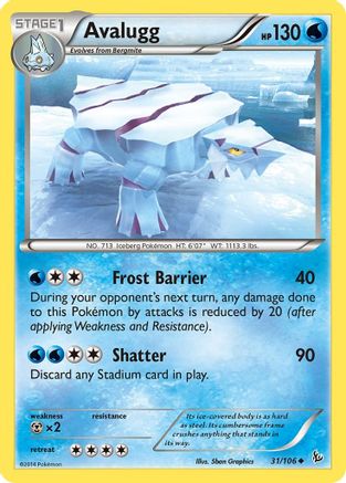 Avalugg 031/106 - XY  Flashfire Reverse Holofoil