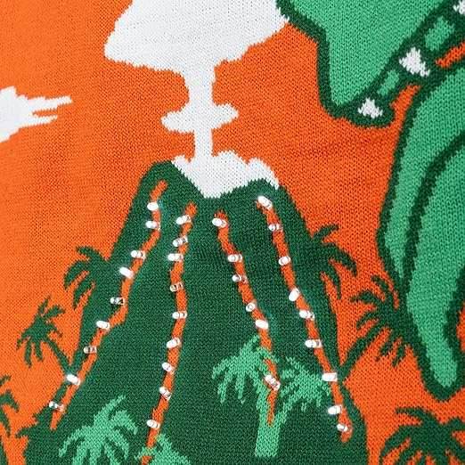 3D T-Rex Santa Hat Light UP Sweater - S