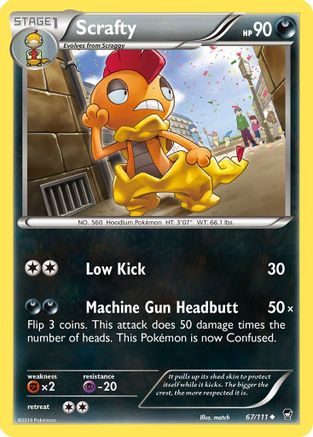 Scrafty 067/111 - XY  Furious Fists Reverse Holofoil