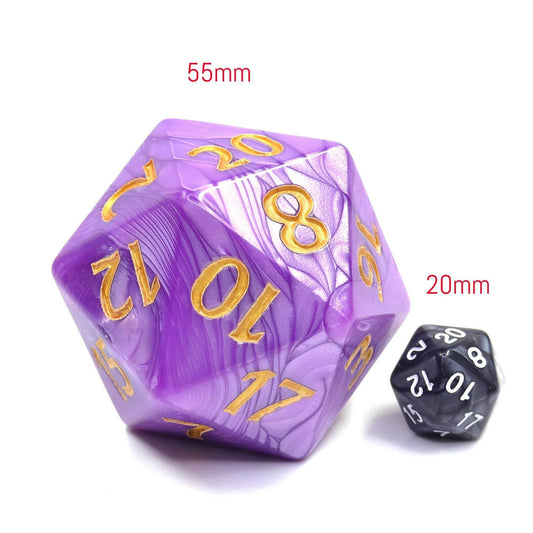 55mm Titan d20 (Purple Pearl) Huge d20 for DND RPG - 