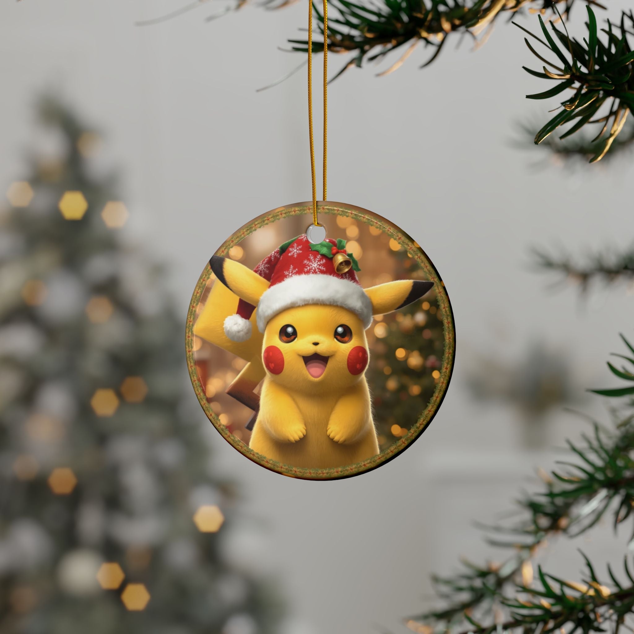 Pika-chu Holiday Ceramic Ornaments, Festive Decorations for Christmas, Tree Ornaments, Kids Room Decor, Gift Tags, Family Keepsakes