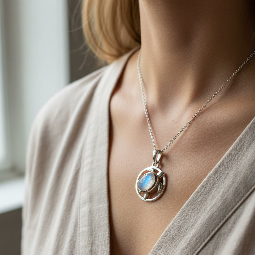 Moonstone Turtle Necklace