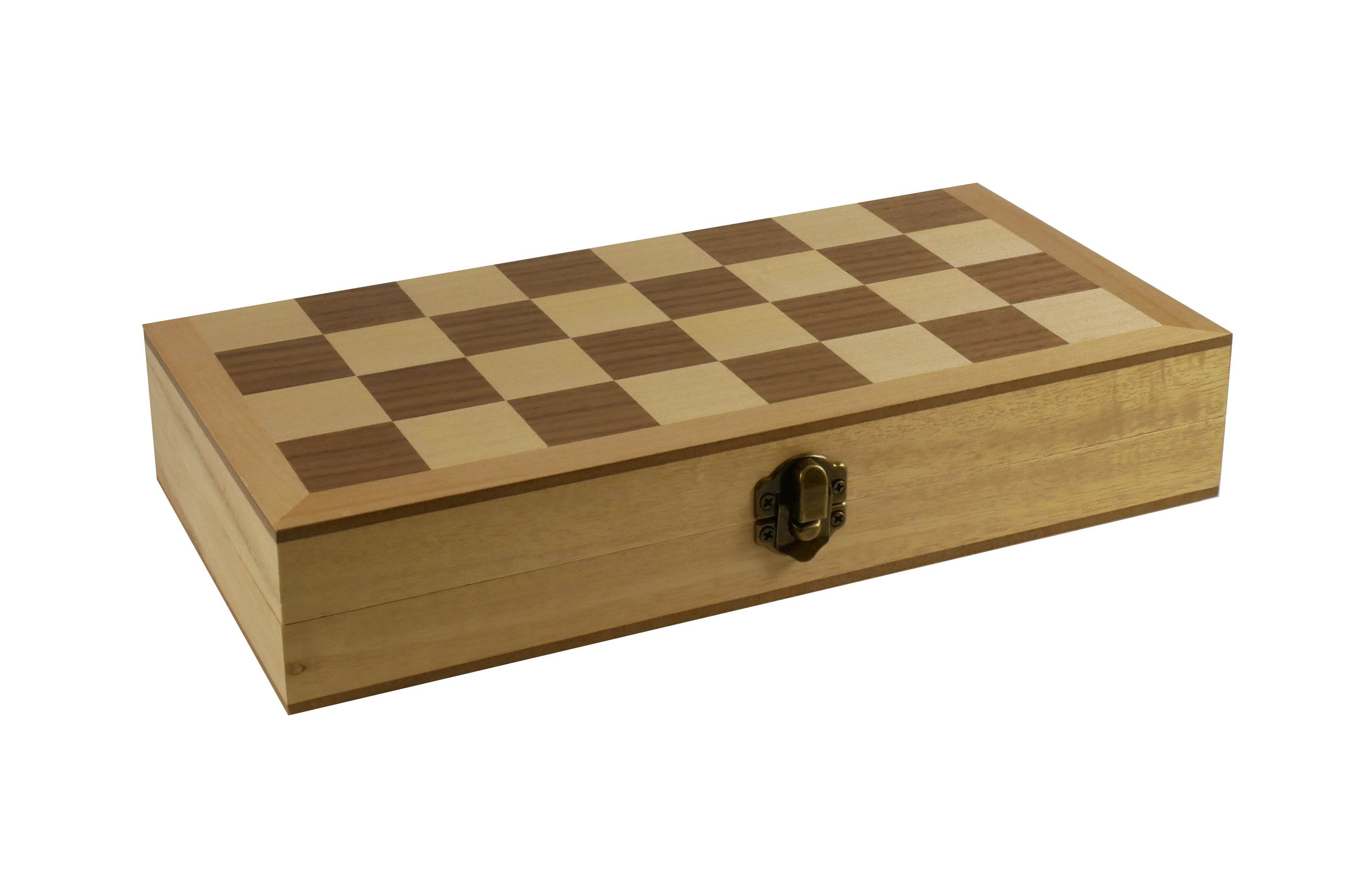 Chess Set - 10.5" Wood Folding Chess Set, Unweighted Wood Chessmen - 95105