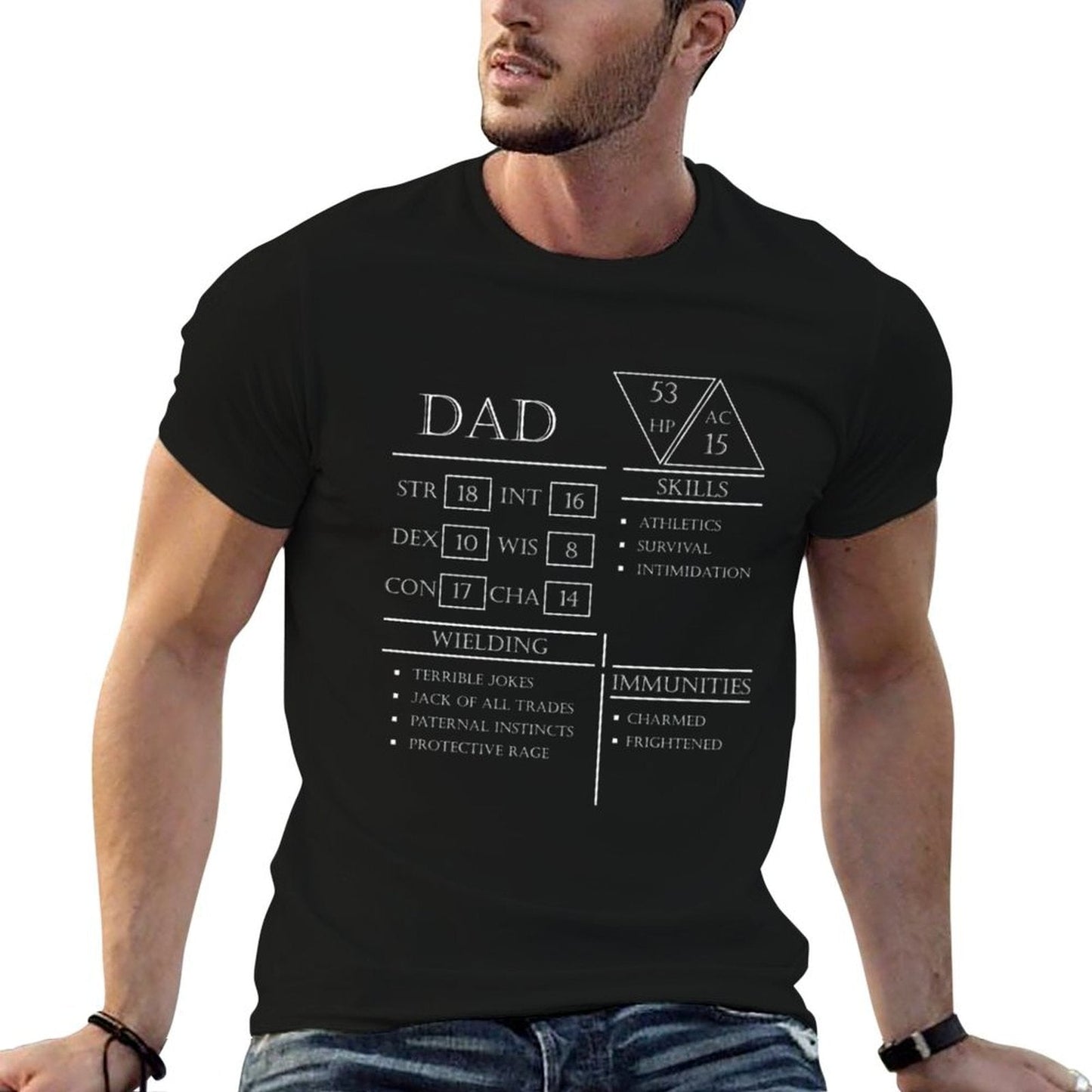 Dad Stats - Character Sheet - White  High-quality Stitching T-Shirt
